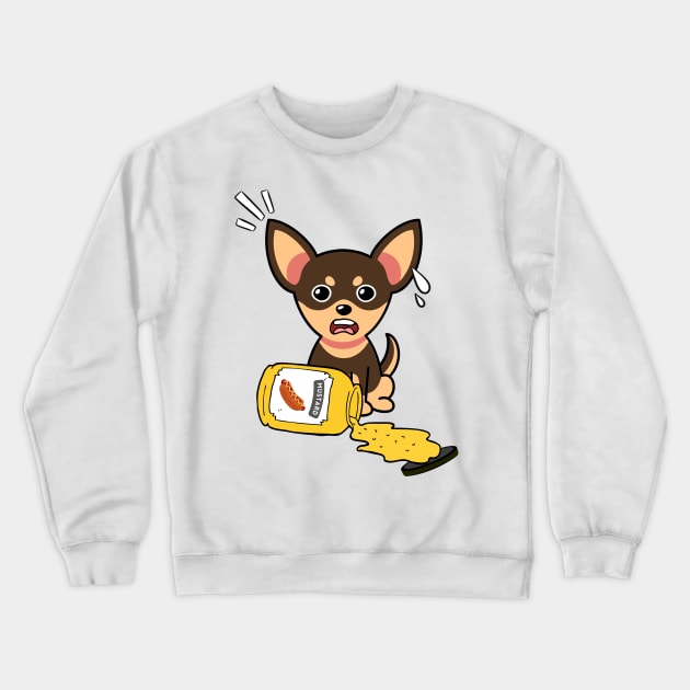 Funny small dog spills a jar of mustard Crewneck Sweatshirt by Pet Station